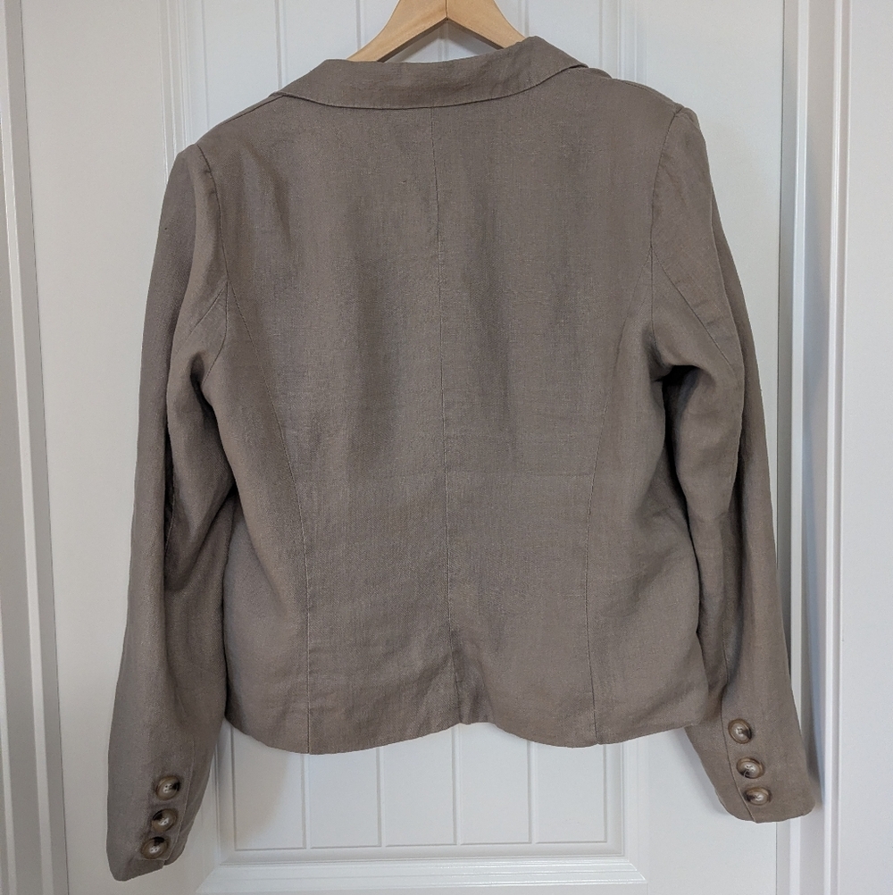 Taupe Women's 100% Linen Blazer Size Large - Picture 7 of 8